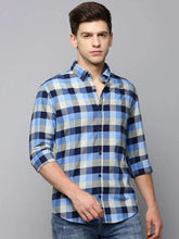 Men Blue Checked Casual Shirt-AVACHECKS-5027-Blue